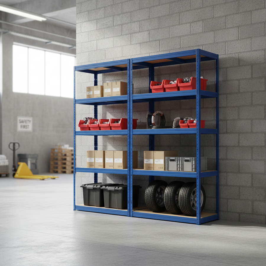 Premium Heavy Duty Shelving - 1800mm High - 200/280kg Capacity - Blue - Front view