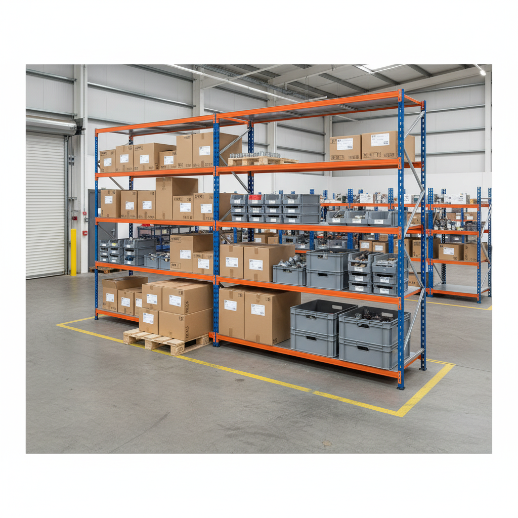 3x Heavy Duty Industrial Shelving - 1830mm High - 200kg Capacity - Steel - Front view
