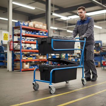 Heavy Duty Double Container Trolley with Tote Boxes for Easy Transport