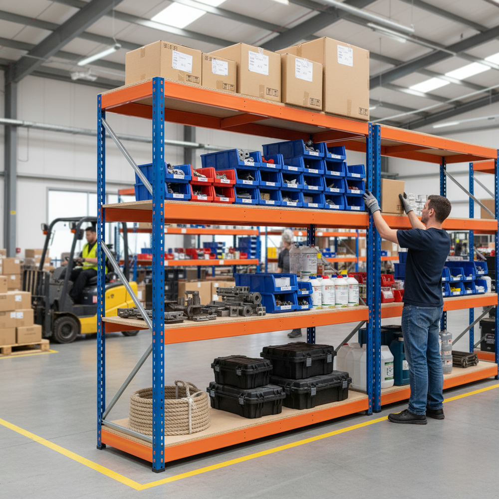 Heavy Duty Industrial Shelving - 1677mm High - 400kg Capacity - Chipboard - Side view