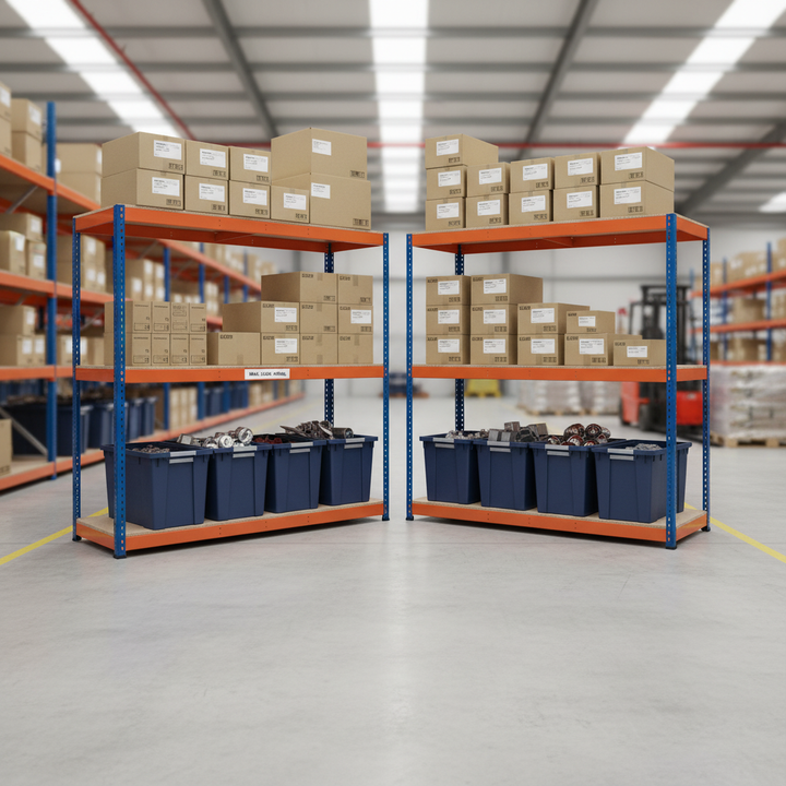 Premium Heavy Duty Industrial Shelving - 1677mm High - 400kg Capacity - Chipboard Construction - Front view