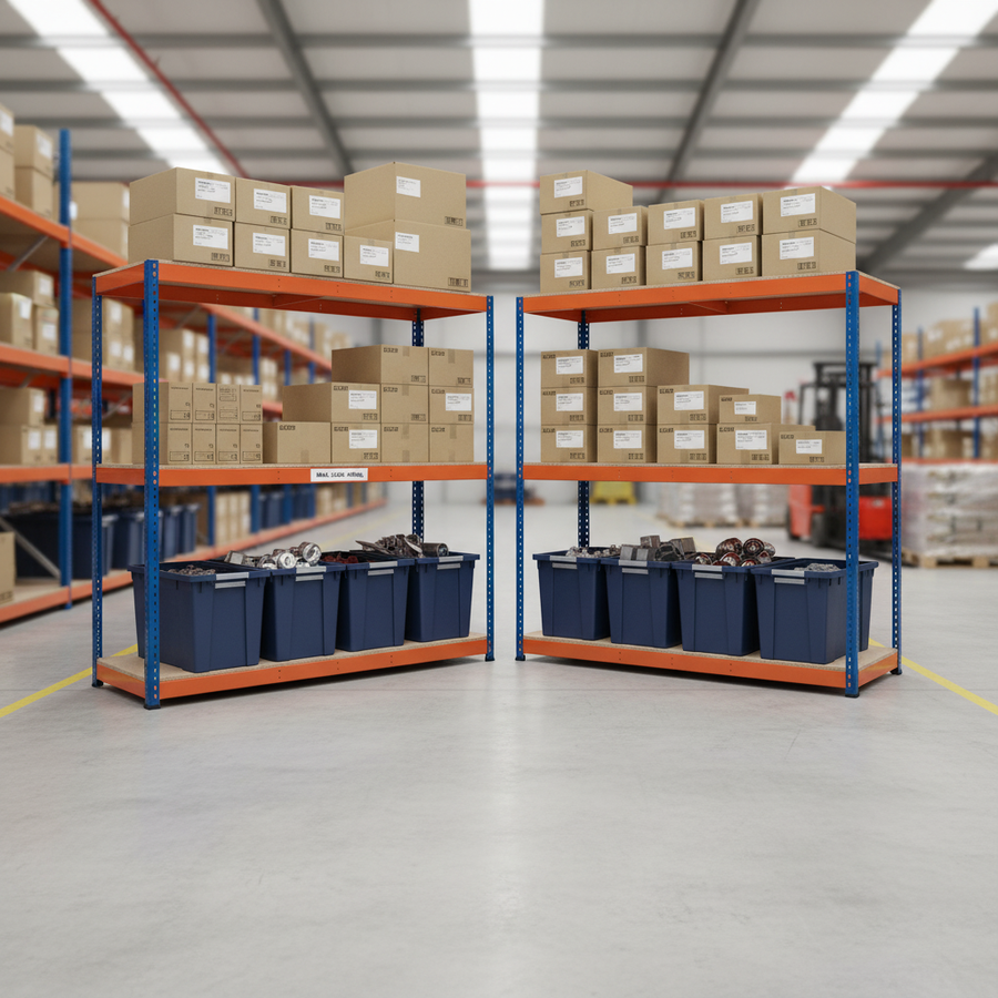 Premium Heavy Duty Industrial Shelving - 1677mm High - 400kg Capacity - Chipboard Construction - Front view