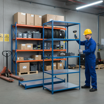 Premium Heavy Duty Industrial Shelving - 2440mm High - 200kg Capacity - Steel - Blue Finish