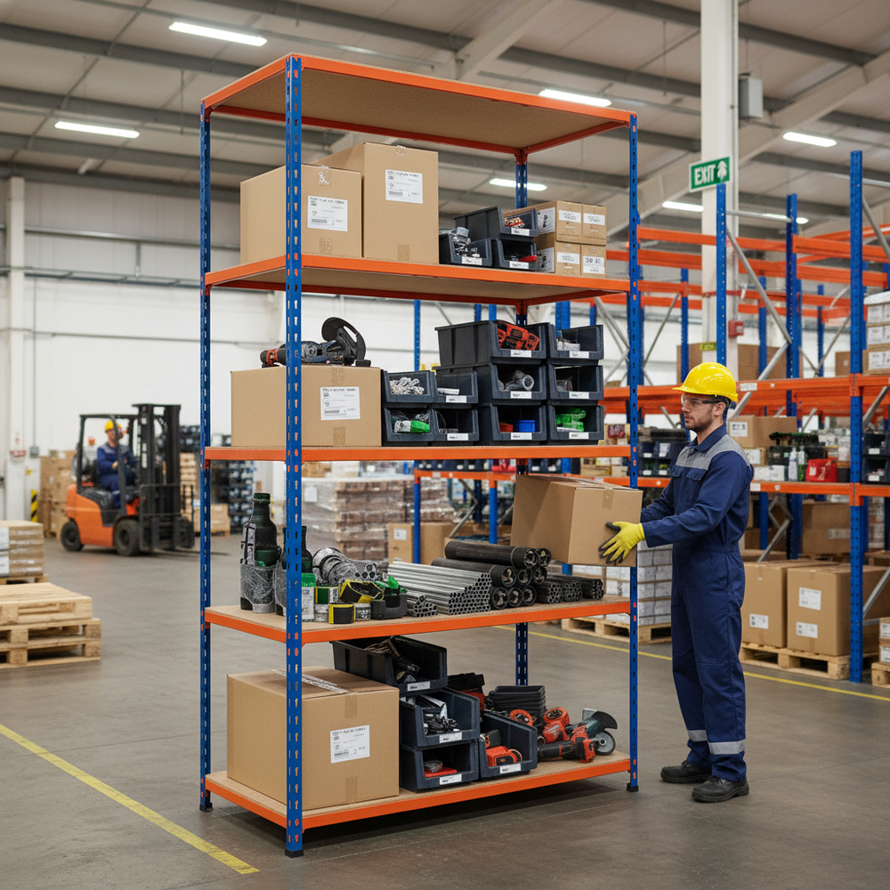 Heavy Duty Industrial Shelving - 1980mm High - 340kg Capacity - Chipboard - Side view