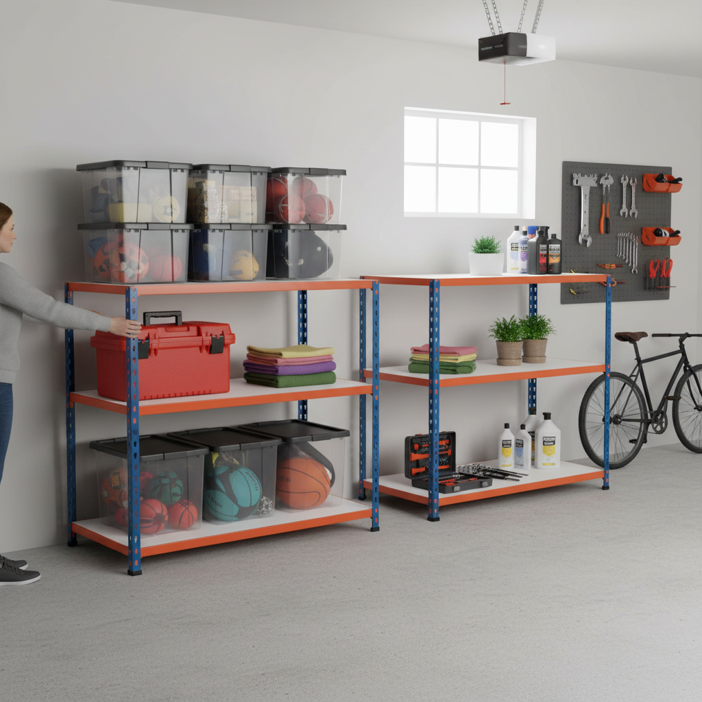 Premium Workbench Set - 915mm High - 200kg Capacity - Melamine - Blue/Orange - Front view