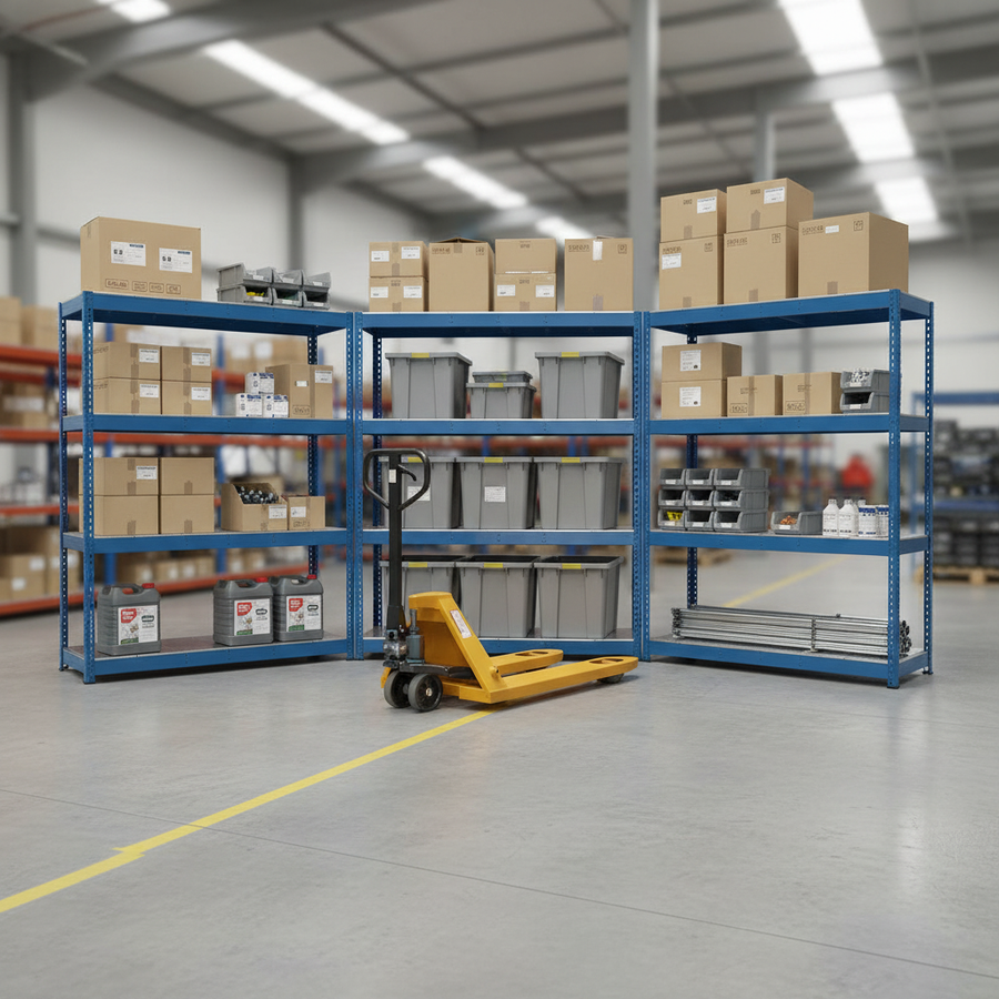 5-Tier Heavy Duty Industrial Shelving - 1677mm High, 400kg Capacity, Steel - Front view