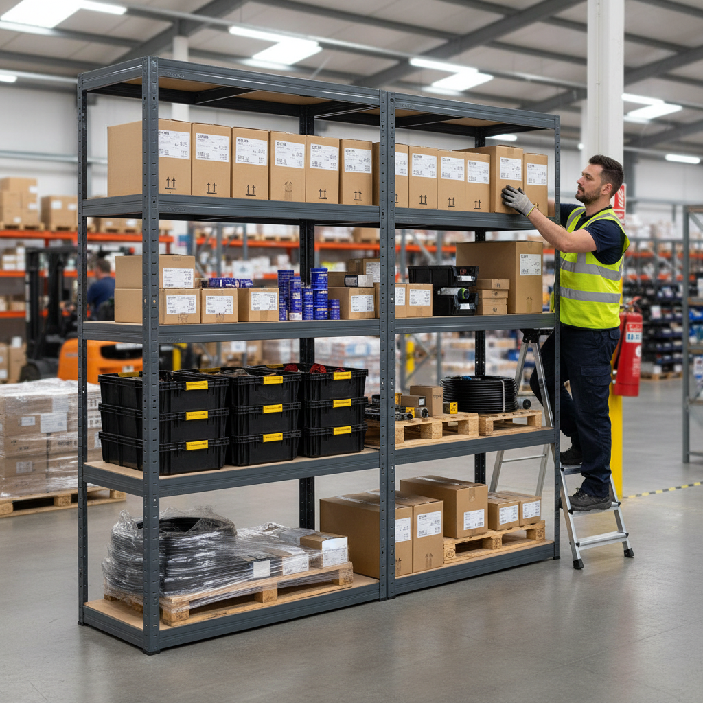 Heavy Duty Industrial Shelving - 1800mm High - 200/280kg Capacity - Grey - Side view