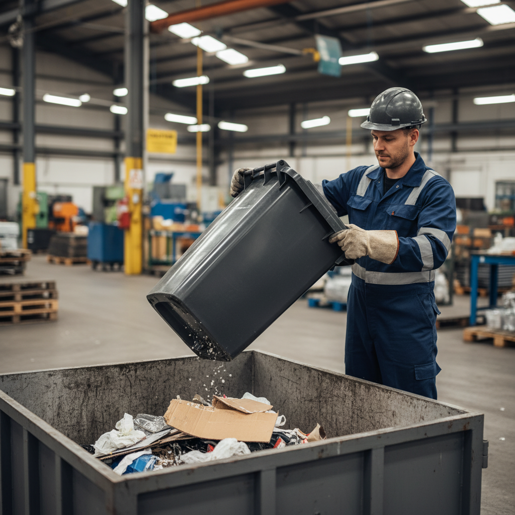 Heavy-Duty Wheeled Bin - Dark Grey for Efficient Waste Management - Front view