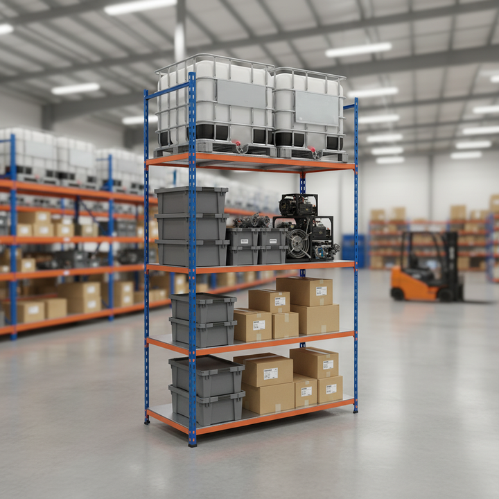 Heavy Duty Industrial Shelving - 2440mm High - 340kg Capacity - Steel Construction - Front view