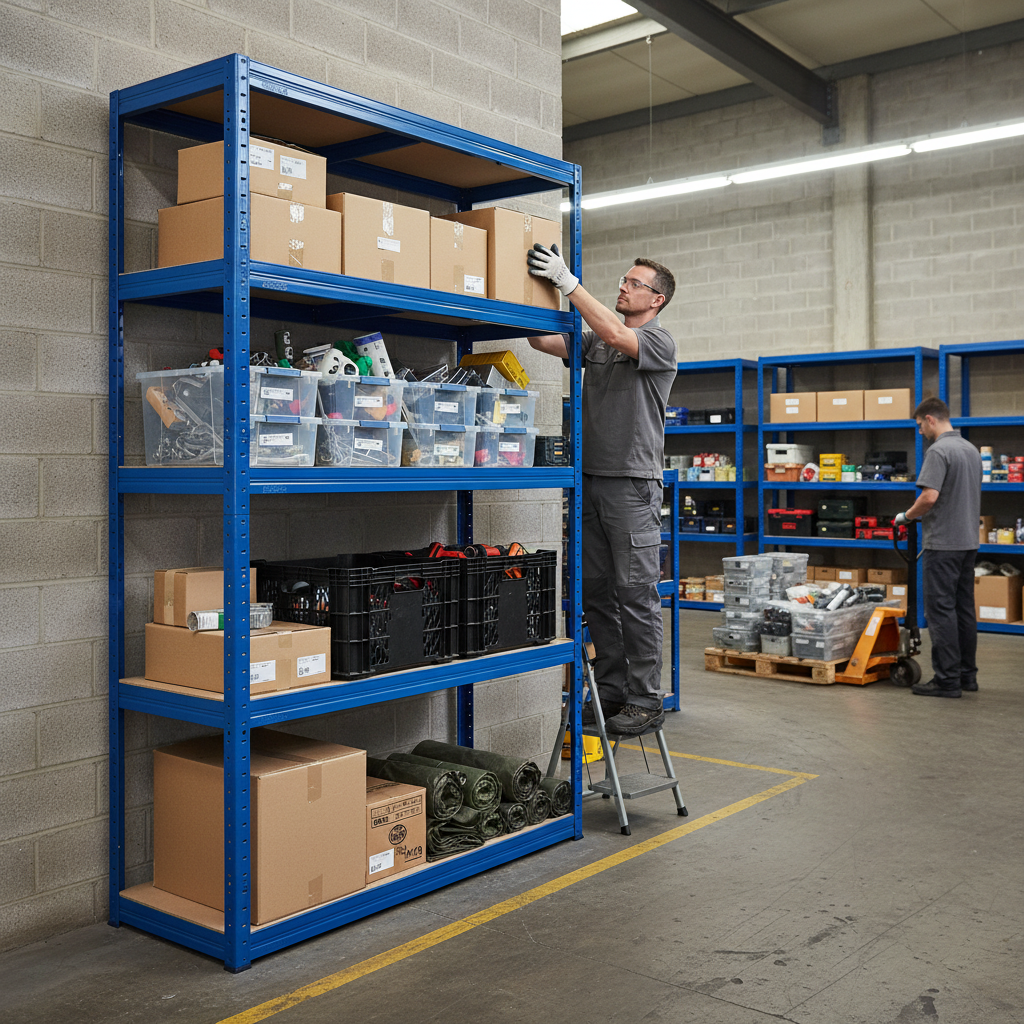 Heavy Duty Industrial Shelving - 1800mm High - 200/280kg Capacity - Blue - Side view