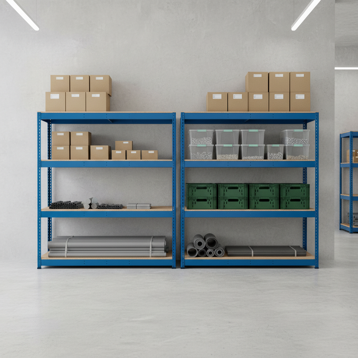 Premium Heavy Duty Industrial Shelving - 1677mm High - 400kg Capacity - Chipboard - Front view