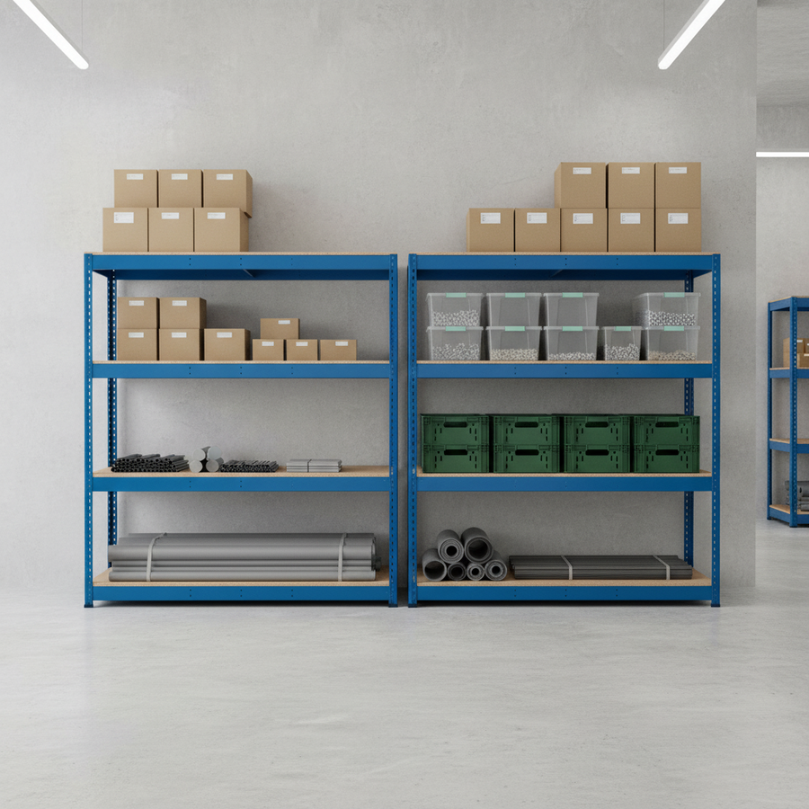 Premium Heavy Duty Industrial Shelving - 1677mm High - 400kg Capacity - Chipboard - Front view
