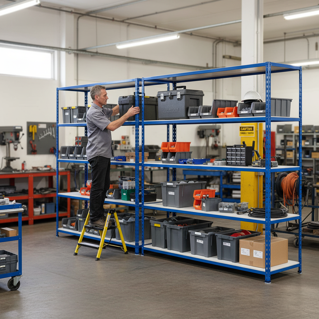Heavy Duty Industrial Shelving - 1830mm High - 200kg Capacity - Melamine - Blue Finish - Front view