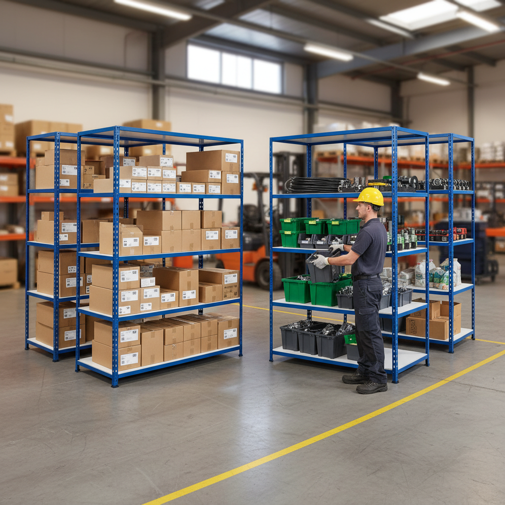 Heavy Duty Industrial Shelving - 1830mm High - 200kg Capacity - Melamine - Blue - Side view
