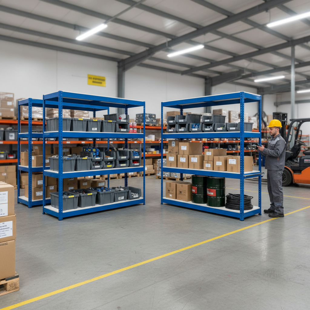 Heavy Duty Industrial Shelving - 1677mm High - 400kg Capacity - Melamine - Blue - Side view