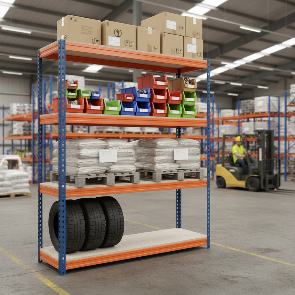 Heavy Duty Industrial Shelving - 2200mm High - 500kg Load Capacity - Side view