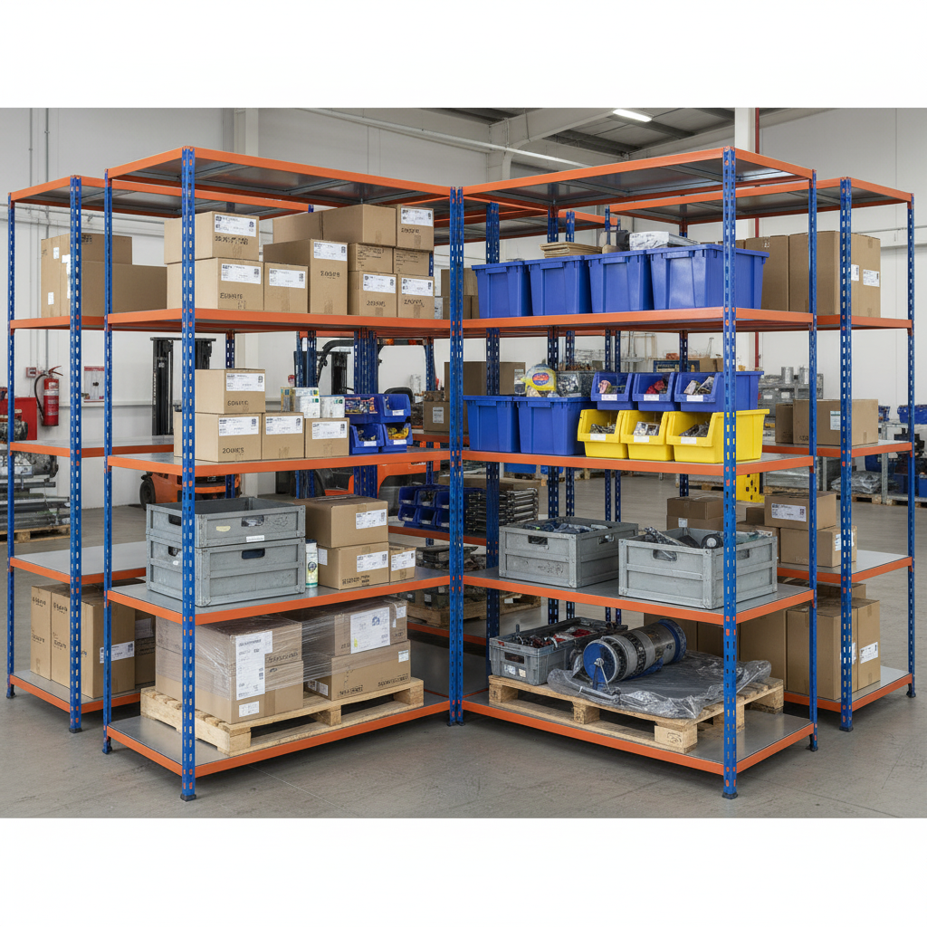 Heavy Duty Industrial Shelving - 3050mm High - 340kg Capacity - Steel - Blue & Orange - Front view