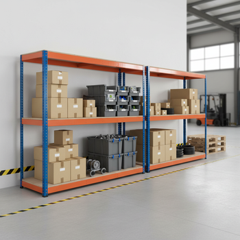 Heavy Duty Industrial Shelving - 1677mm High - 400kg Capacity - Blue & Orange