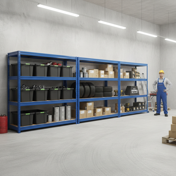 Premium Heavy Duty Garage Shelving - 1770mm High - 600kg Capacity - Blue