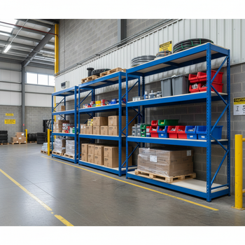 3x Heavy Duty Industrial Shelving - 2440mm High - 400kg Capacity - Melamine - Blue