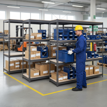 3x Heavy Duty Industrial Shelving - 1800mm High - 500kg Capacity - Grey