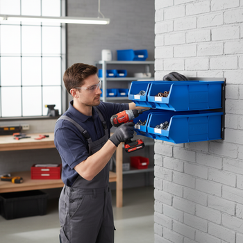 Premium Louvre Panel Kit with 4 Blue Parts Bins for Organization