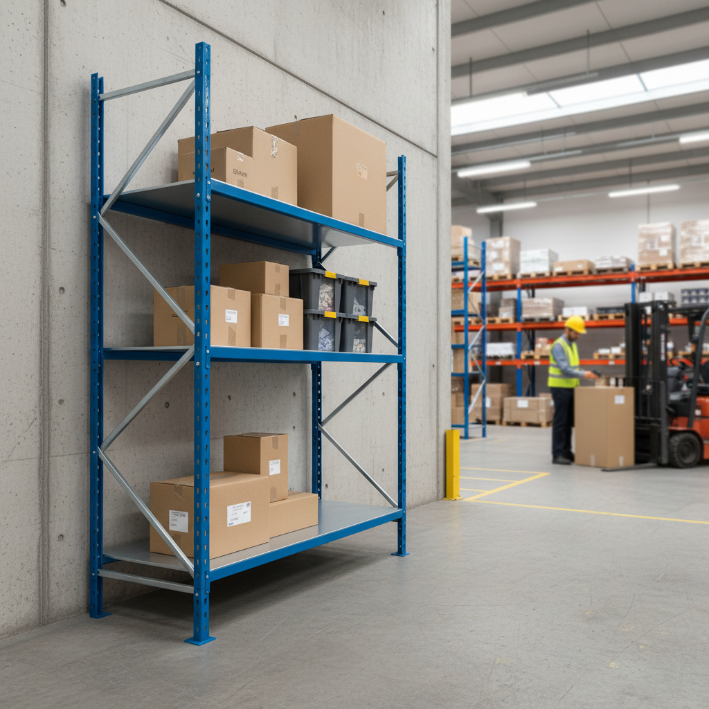 Additional Heavy Duty Steel Shelf - Blue - Industrial Grade - Side view