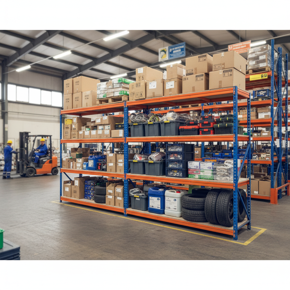 3x Heavy Duty Industrial Shelving - 1600mm High - 500kg Load Capacity - Side view