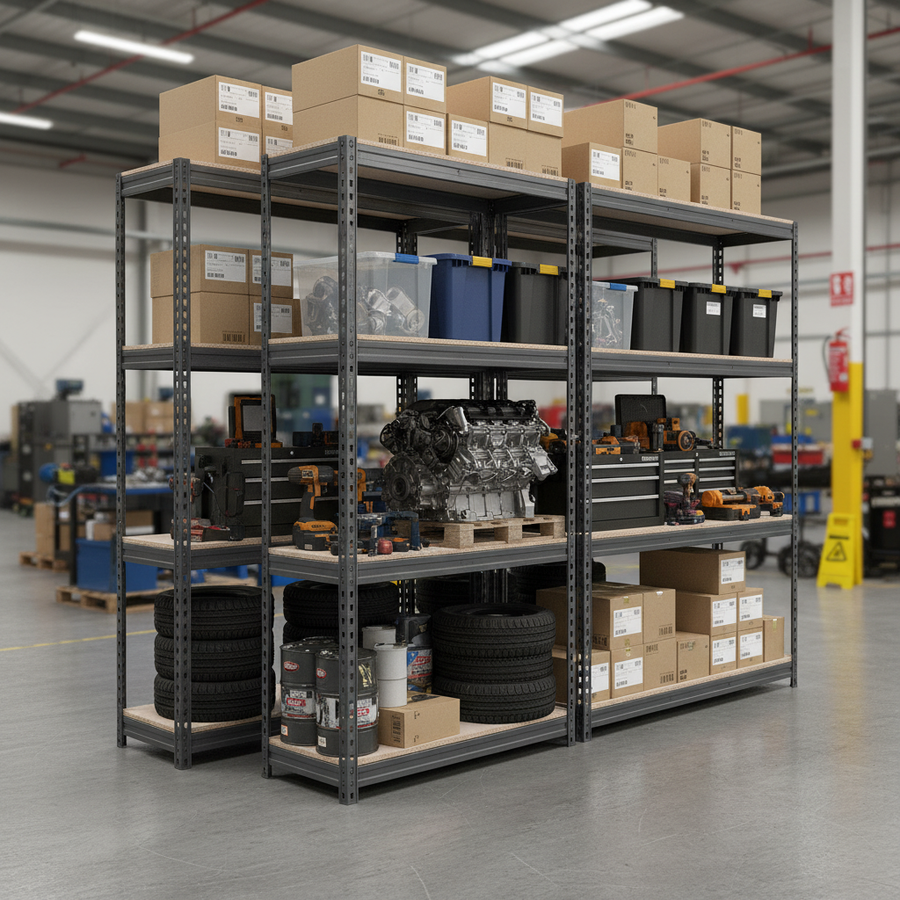 Heavy Duty Industrial Shelving - 1600mm High - 500kg Capacity - Grey - Front view