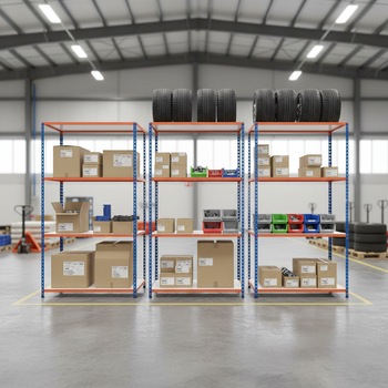 Premium Industrial Shelving - 3050mm High - 340kg Load Capacity - Blue & Orange