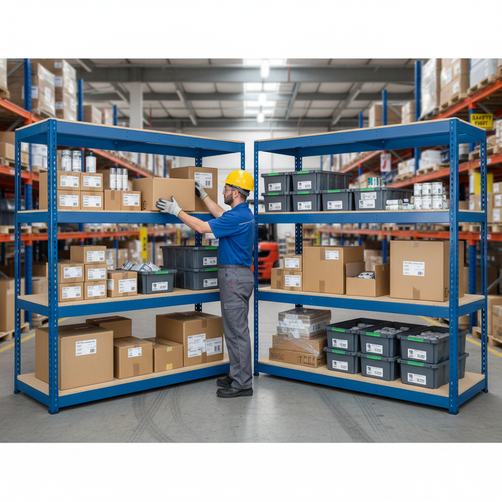 Premium Heavy Duty Industrial Shelving - 1677mm High - 400kg Capacity - Chipboard - Side view
