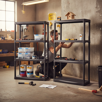 Heavy Duty Plastic Shed Shelving - 1330mm High - 20kg Capacity - Charcoal