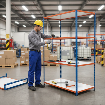 Heavy Duty Industrial Shelving - 3050mm High - 340kg Capacity - Melamine - Blue & Orange