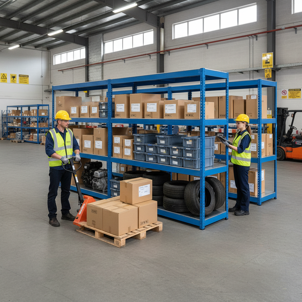 5-Tier Heavy Duty Industrial Shelving - 1677mm High, 400kg Capacity, Steel - Side view