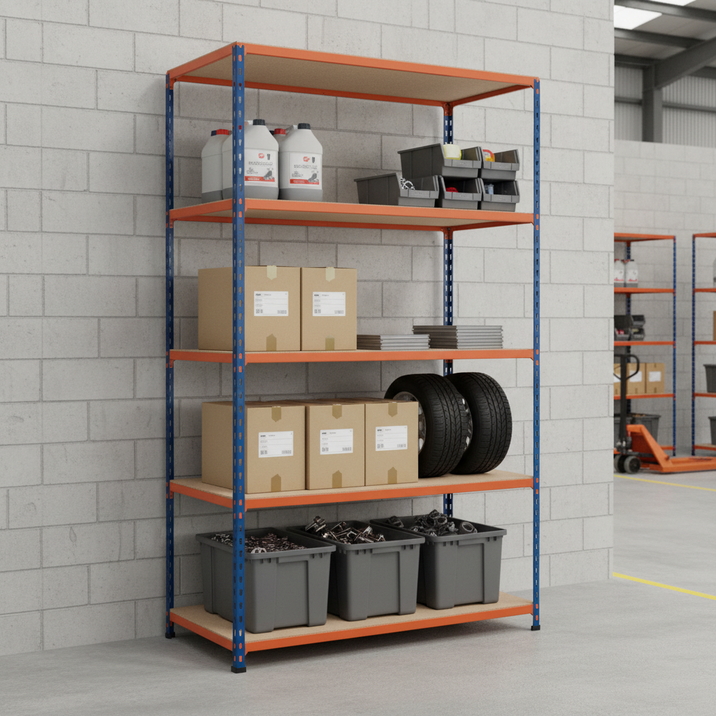 Heavy Duty Industrial Shelving - 1980mm High - 340kg Capacity - Chipboard - Front view