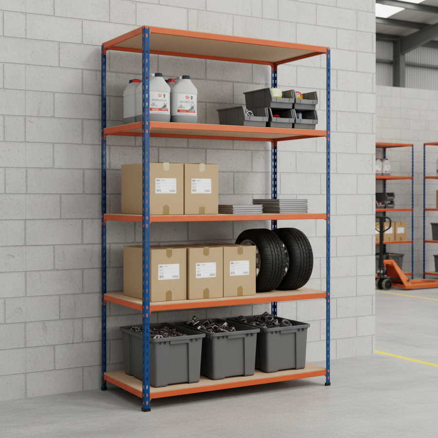 Heavy Duty Industrial Shelving - 1980mm High - 340kg Capacity - Chipboard - Front view