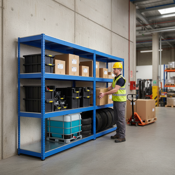 Heavy Duty 4x Industrial Shelving - 2440mm High - 400kg Capacity - Steel - Blue