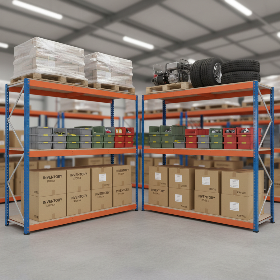 Heavy Duty Industrial Shelving - 3050mm High - 800kg Capacity - Chipboard - Front view