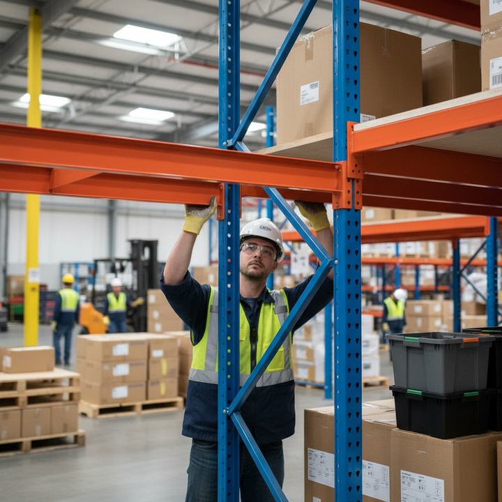4x Heavy Duty Shelving Support Beams for Industrial Units - Front view