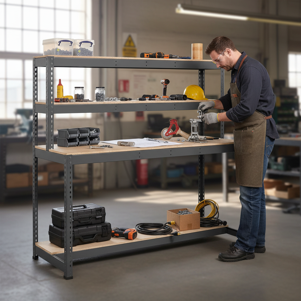 Heavy Duty Workstation - 1670mm High - 500kg Capacity - Chipboard - Grey - Front view