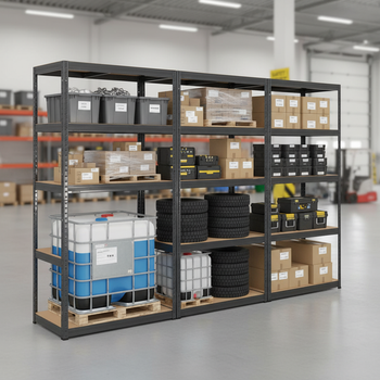 3x Heavy Duty Shelving Units - 2130mm High - 200/280kg Capacity - Grey