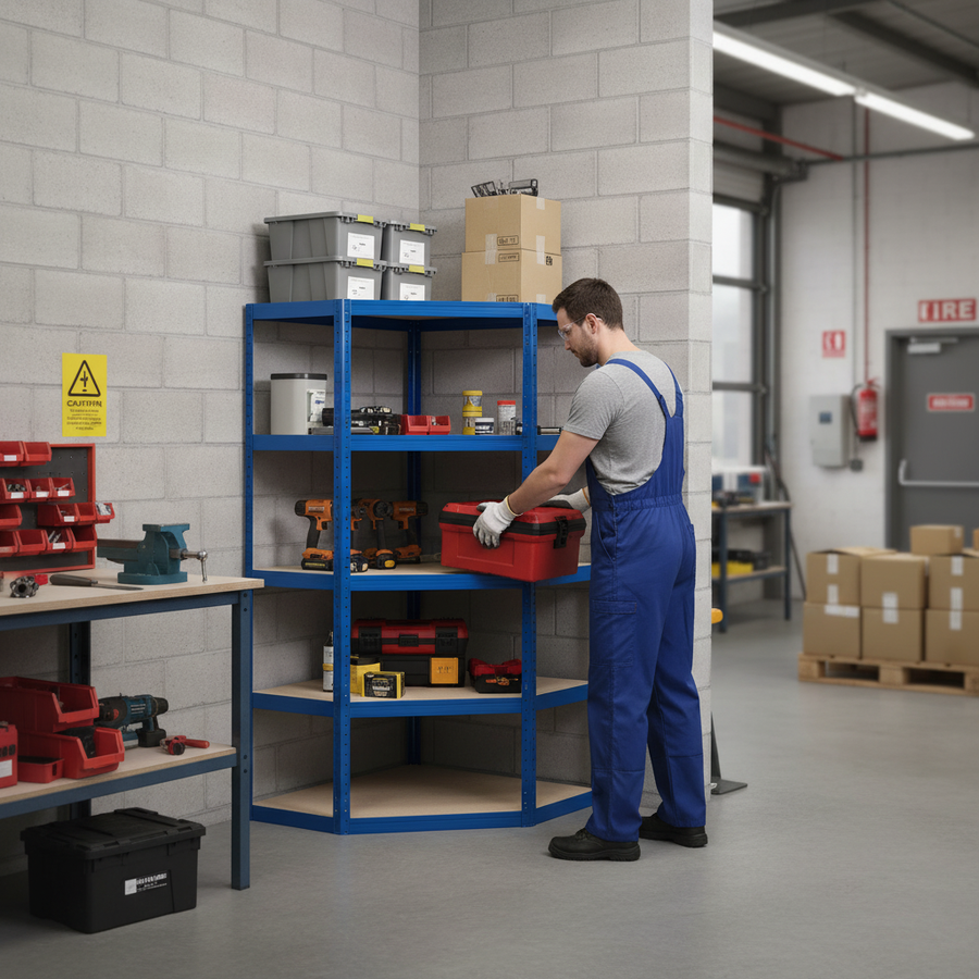 Heavy Duty Corner Shelving Unit - 1600mm High - 250kg Capacity - Front view