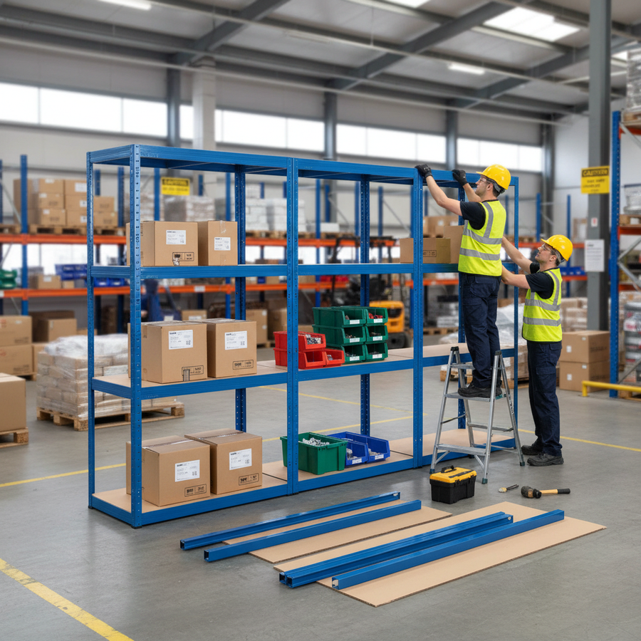 Heavy Duty Industrial Shelving - 1600mm High - 200/280kg Capacity - Blue - Front view