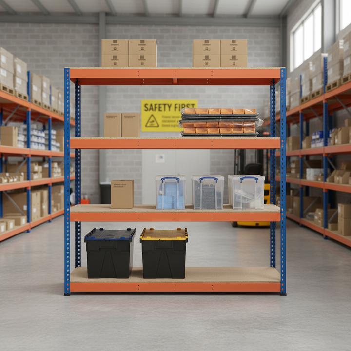Heavy Duty Industrial Shelving - 3050mm High - 800kg Load Capacity - Chipboard - Front view