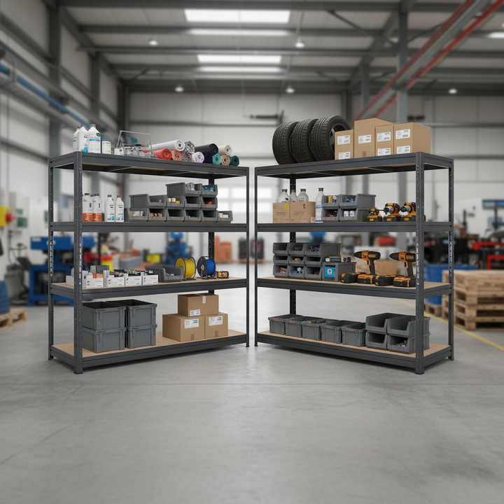 Heavy Duty Industrial Shelving - 1770mm High - 600kg Load Capacity - Grey - Front view