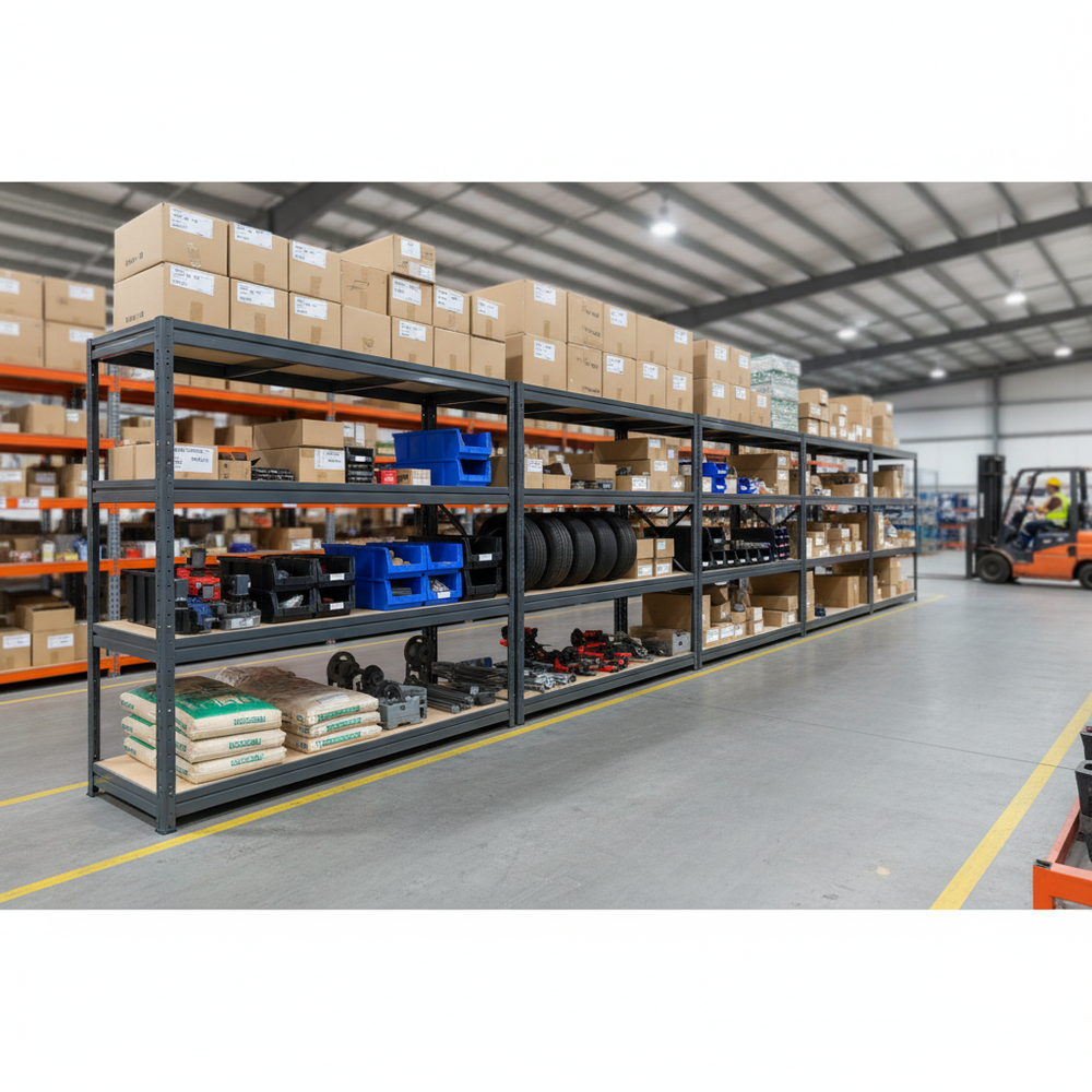 Heavy Duty Industrial Shelving - 1770mm High - 600kg Load Capacity - Grey - Side view