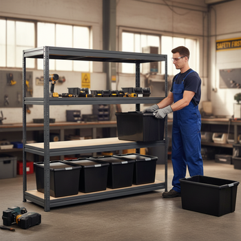 Premium Heavy Duty Shelving with 8x 62L Plastic Storage Boxes - 1770mm High