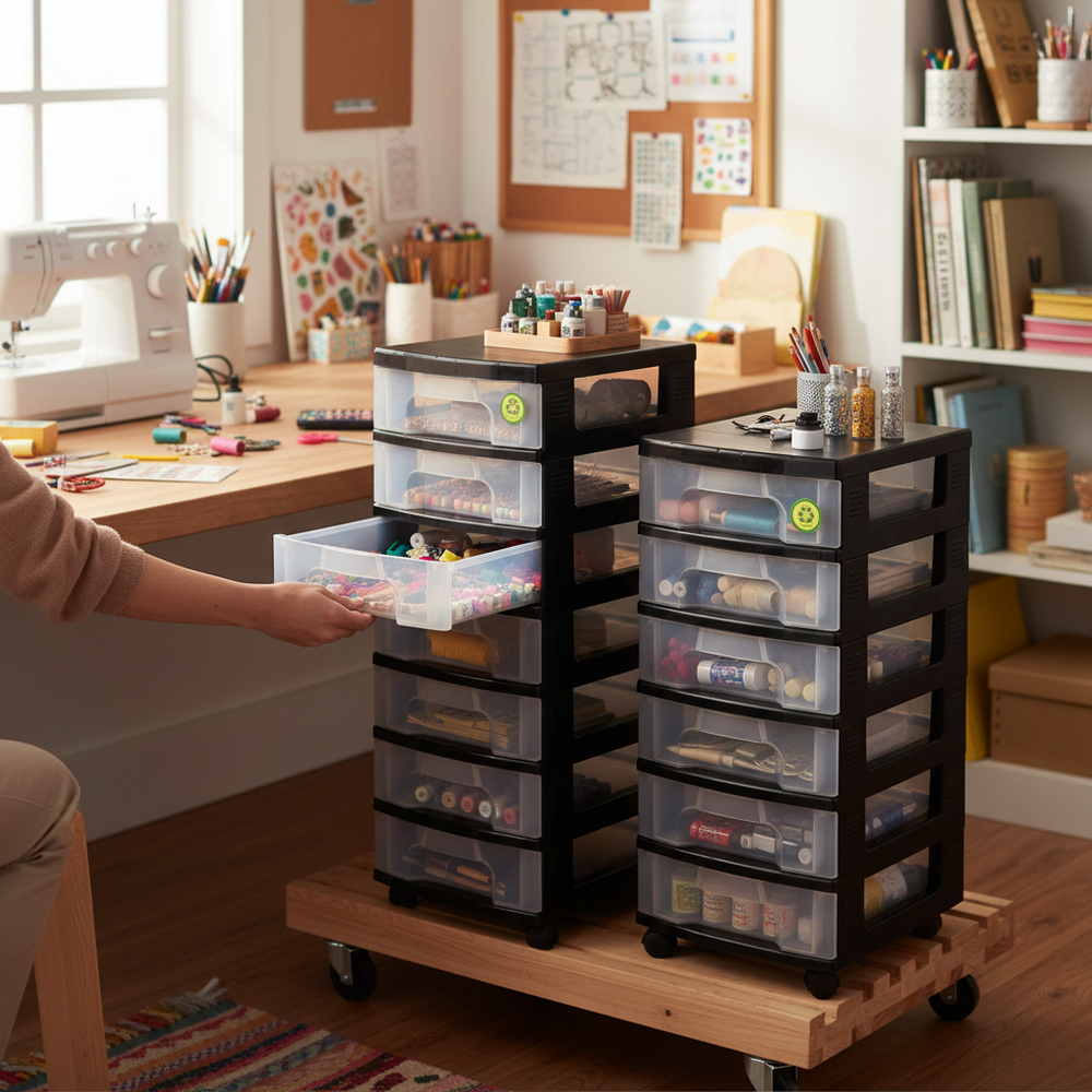 Premium Plastic Storage Drawers for Organizing Home and Office - Side view