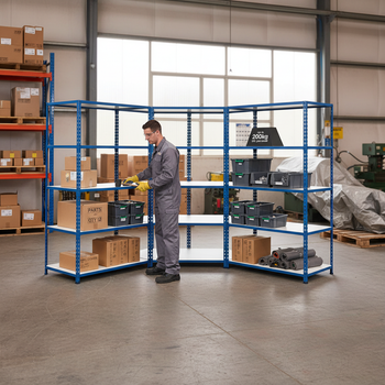 Premium 5x Industrial Shelving - 2440mm High - 200kg Load Capacity - Melamine - Blue Finish