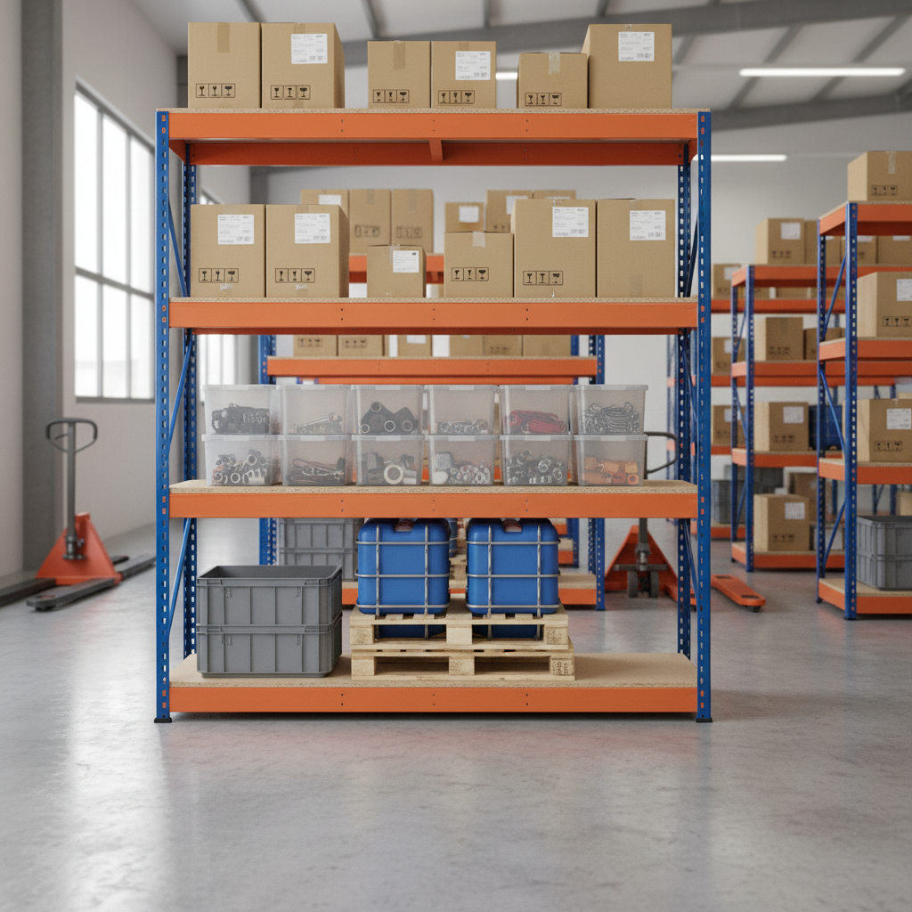 Heavy Duty Industrial Shelving - 2440mm High - 800kg Capacity - Chipboard - Front view